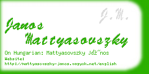janos mattyasovszky business card